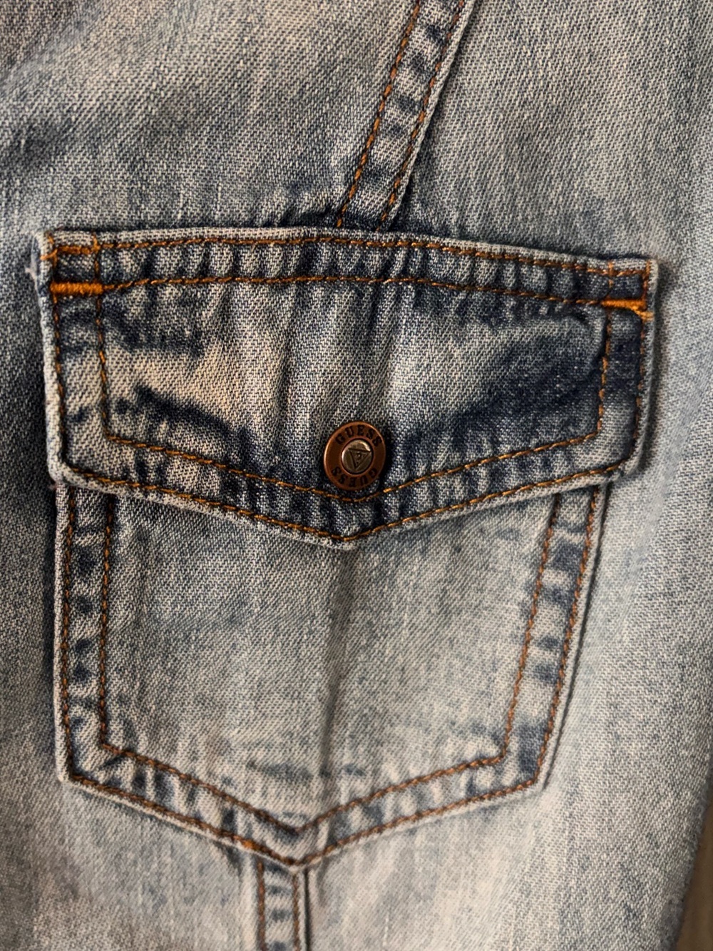 Guess Blue Denim Snap-Front Shirt - Picture 2 of 7